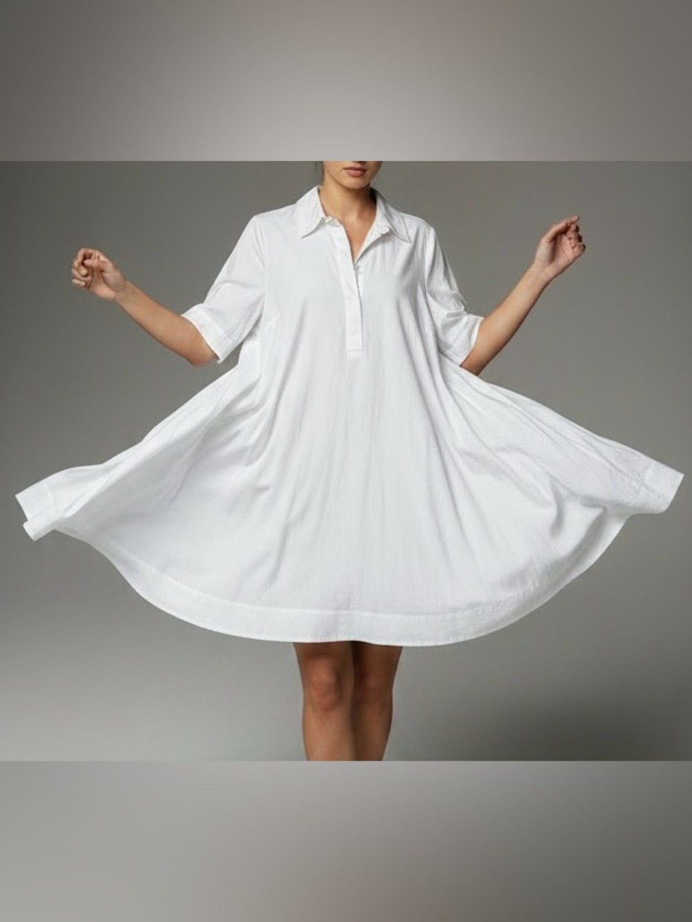 Old Navy White Poplin Shirt Dress Sz L Mini Shift Short Sleeve Preppy Summer NWT
